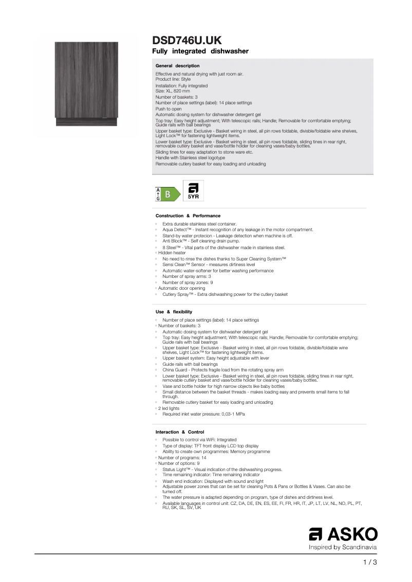 Image de la première page du manuel de l'appareil DSD746U.UK