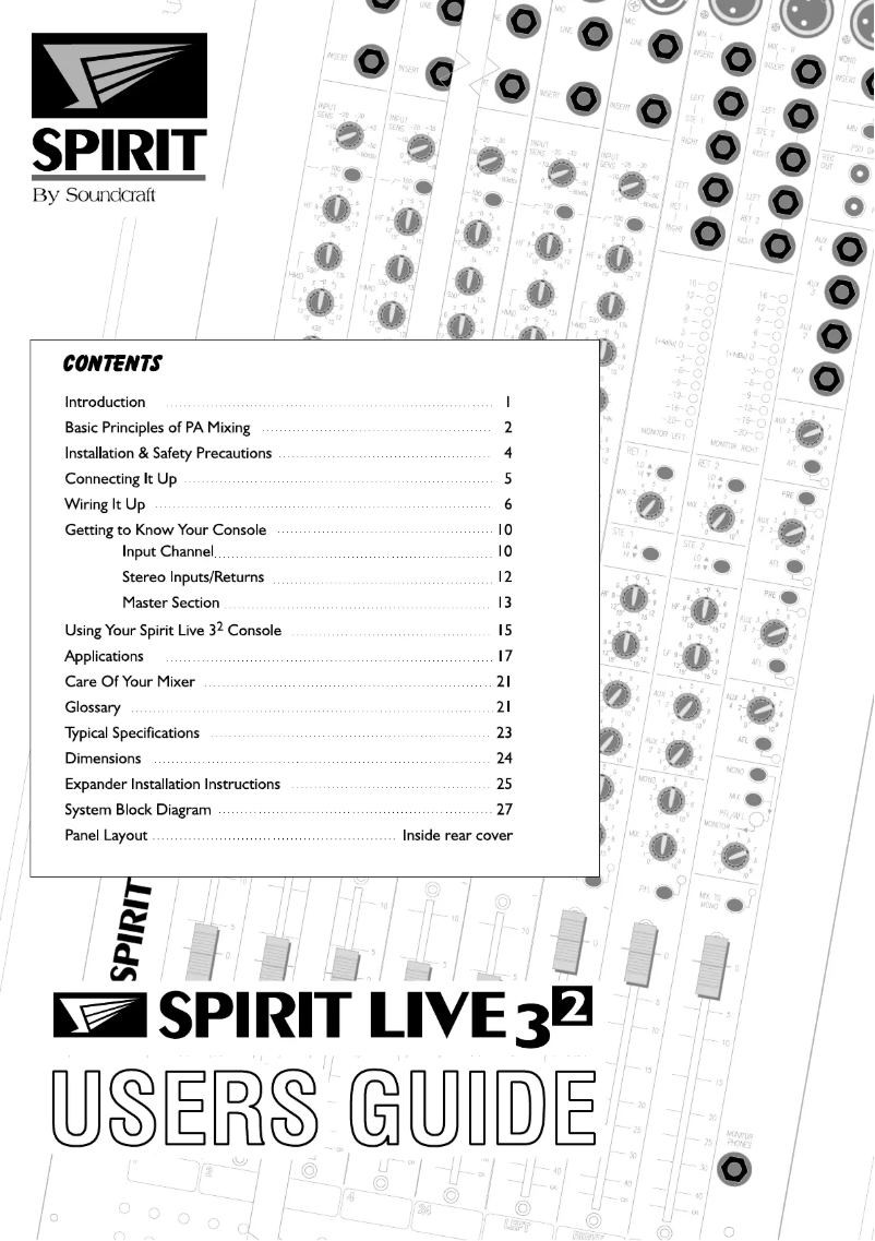 Page 1 de la notice Manuel utilisateur Soundcraft Spirit Live 3-2