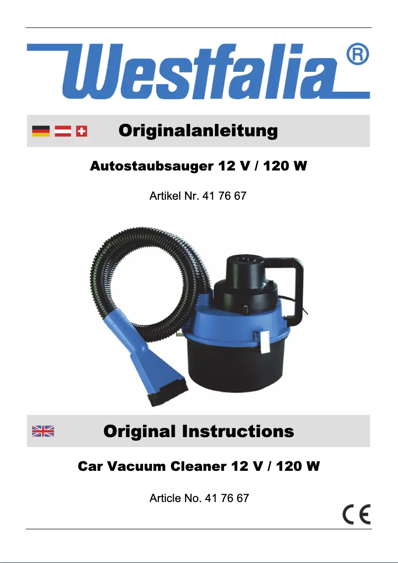 Page 1 de la notice Manuel utilisateur Westfalia 417667