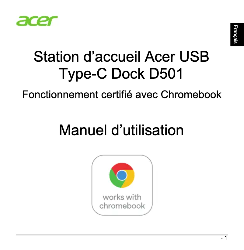 Image de la première page du manuel de l'appareil D501