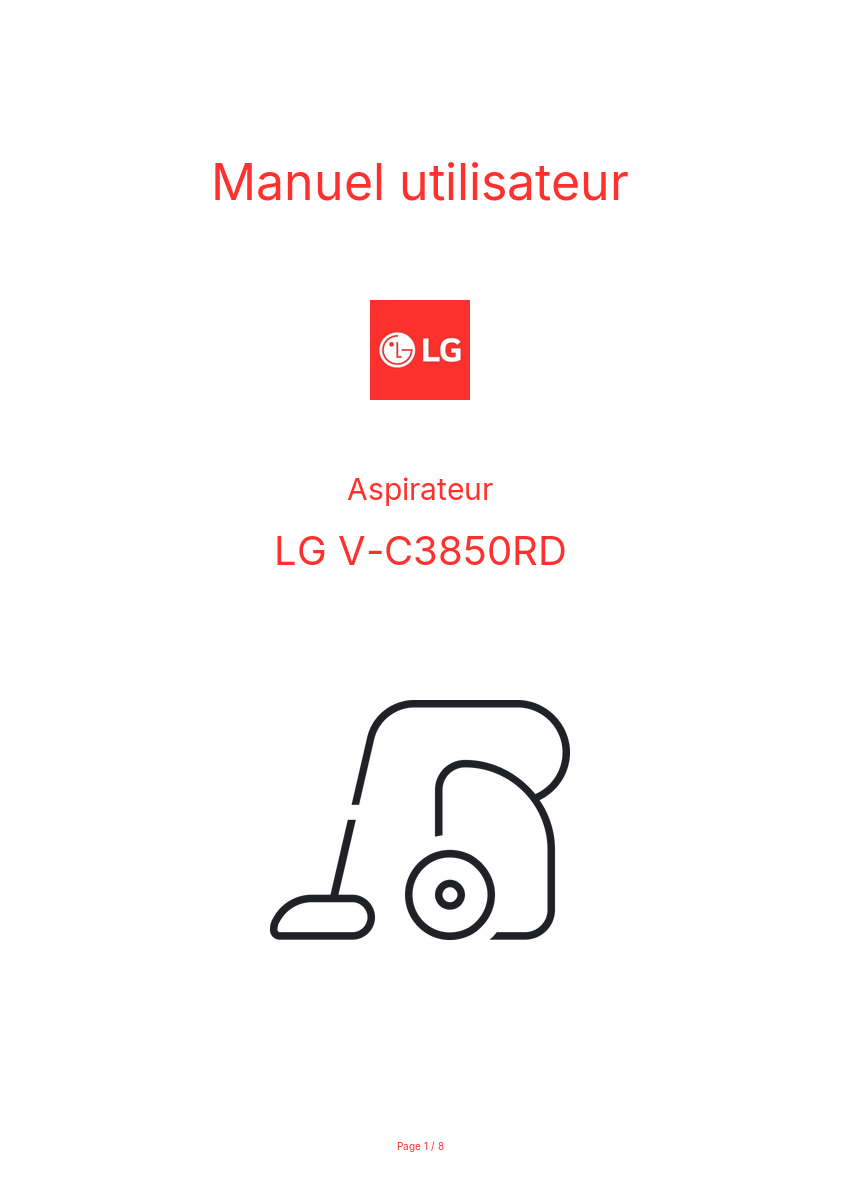 Page n°1 - Manuel utilisateur LG V-C3850RD