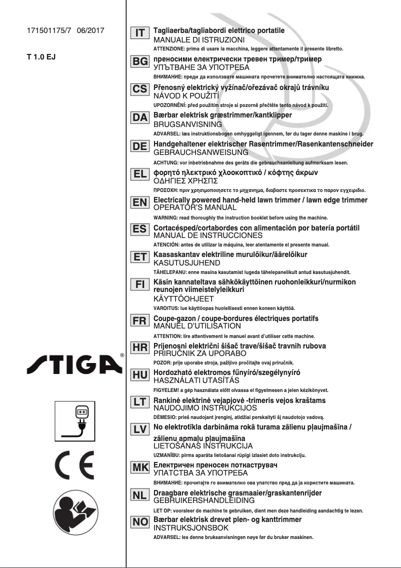 Page 1 de la notice Manuel utilisateur Stiga SGT 1000 J