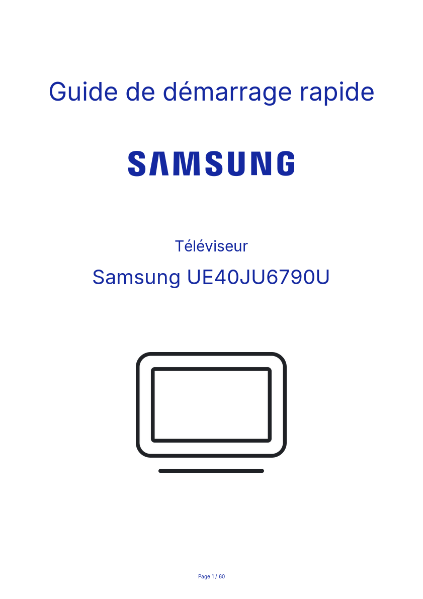 Page n°1 - Guide de démarrage rapide Samsung UE40JU6790U