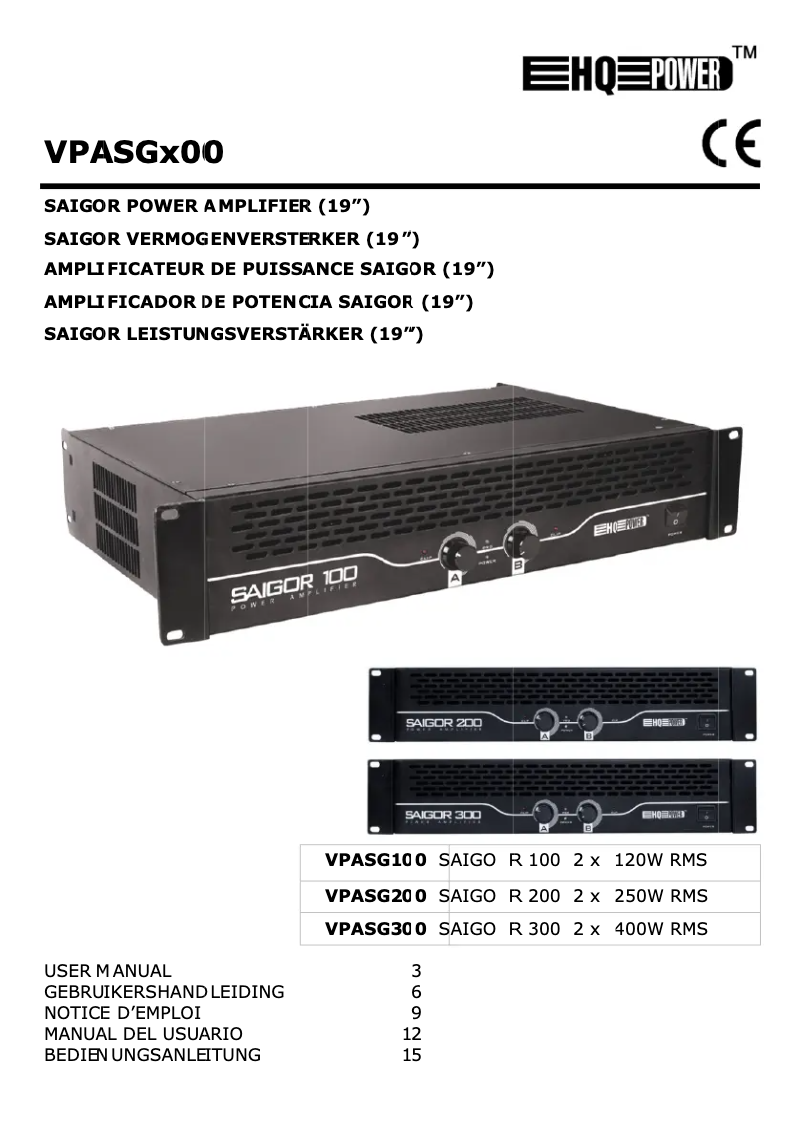 Page 1 de la notice Manuel utilisateur HQ Power SAIGOR 200