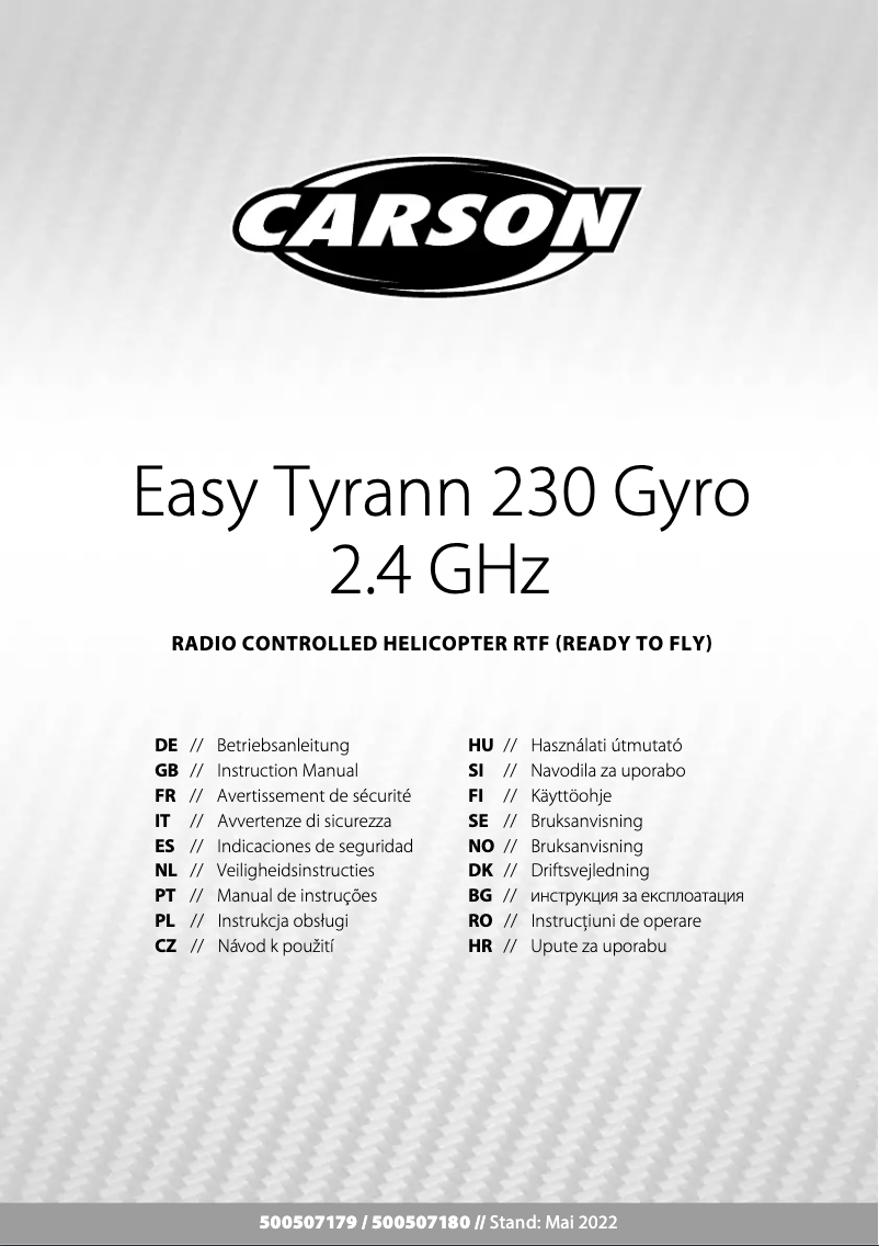 Page n°1 - Manuel utilisateur Carson Easy Tyrann 230 Gyro