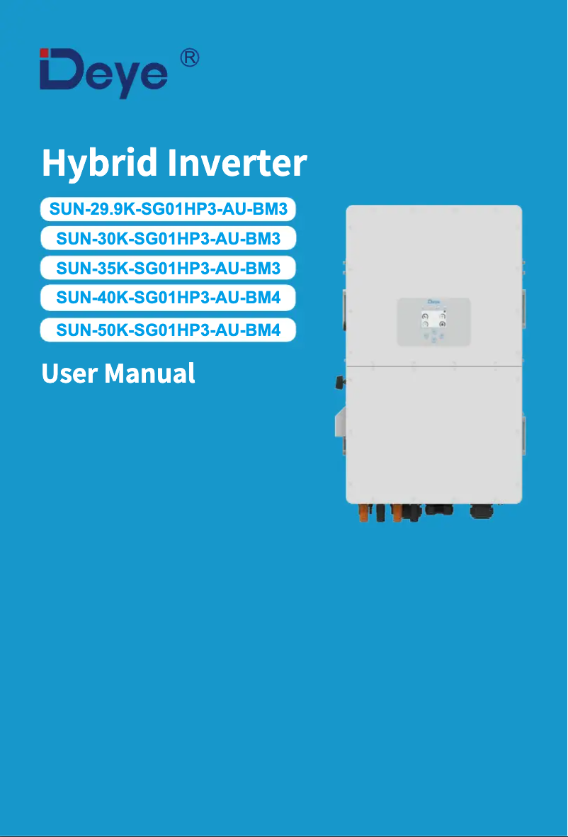 Page 1 de la notice Manuel utilisateur Deye SUN-29.9K-SG01HP3-AU-BM3