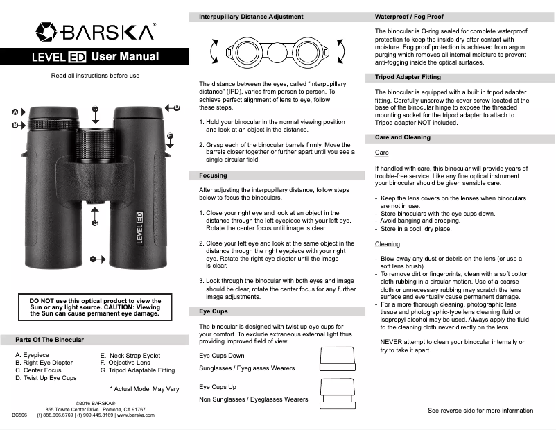 Page 1 de la notice Manuel utilisateur Barska AB12990
