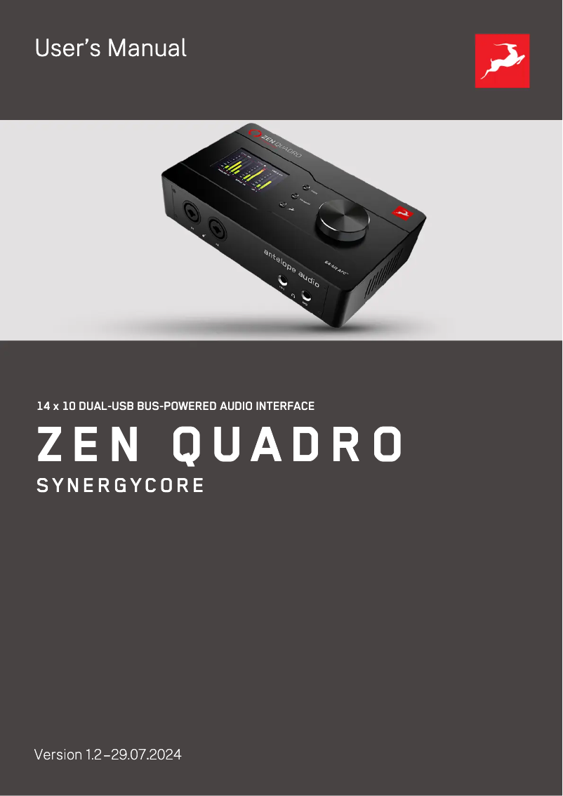 Page 1 de la notice Manuel utilisateur Antelope Audio Zen Quadro
