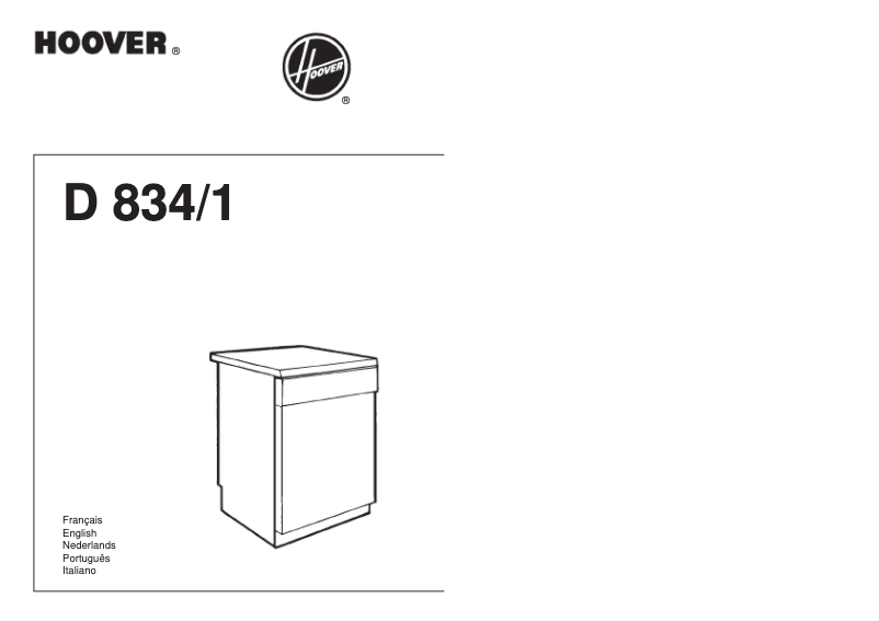 Page n°1 - Manuel utilisateur Hoover D834/1011