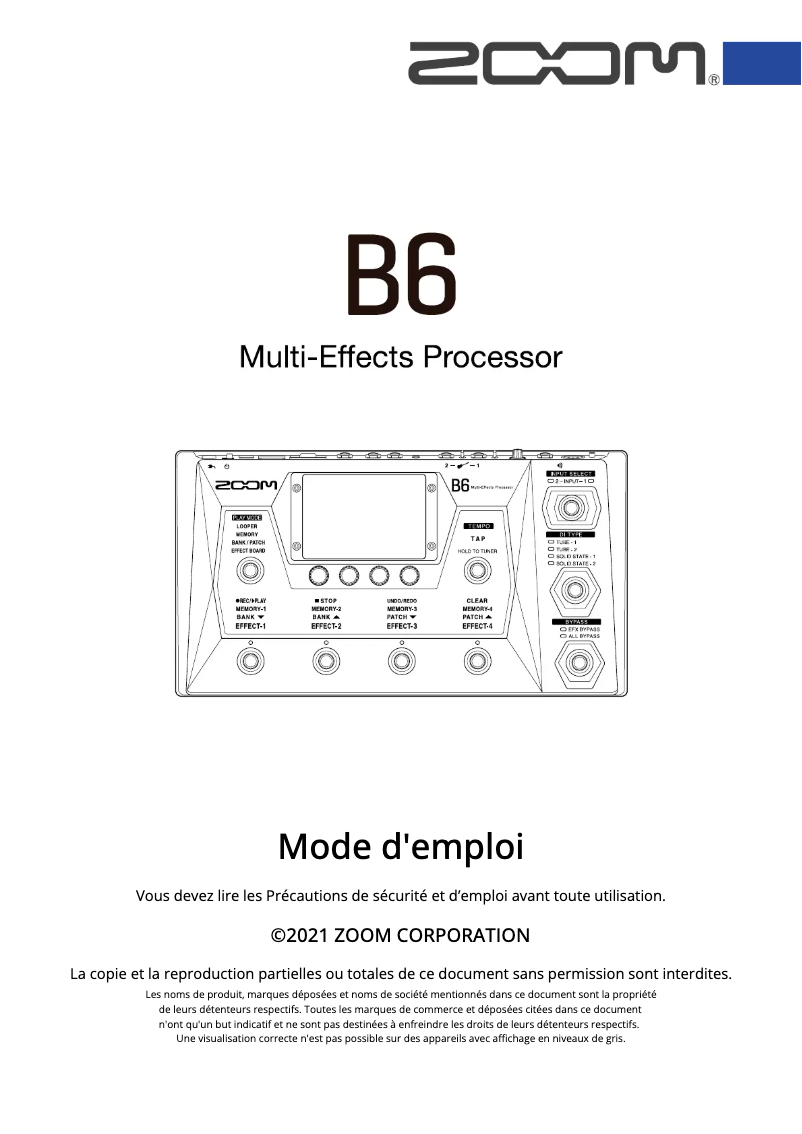 Image de la première page du manuel de l'appareil B6
