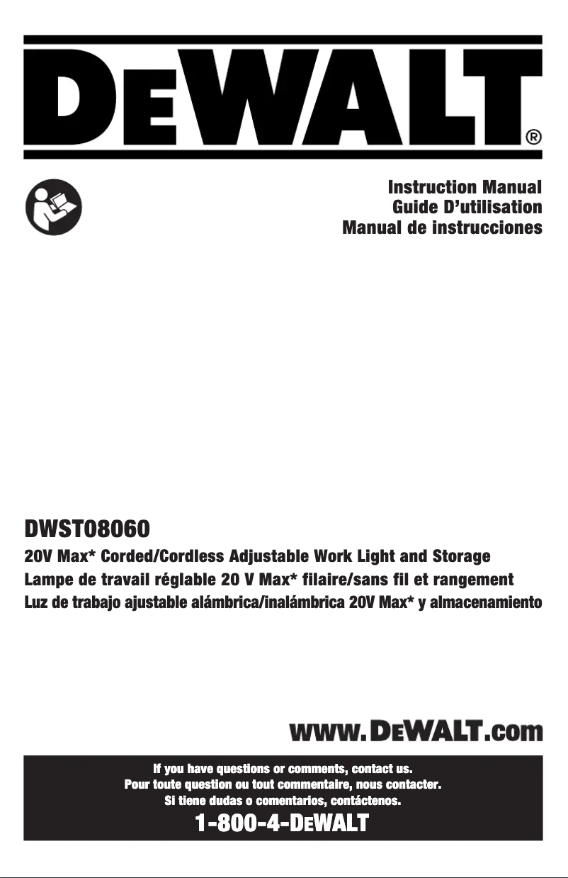 Page 1 de la notice Manuel utilisateur DeWalt DWST08060