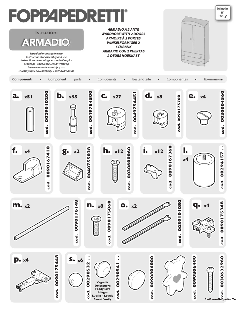 Página 1 del manual Manual de usuario Foppapedretti Armadio Lovely