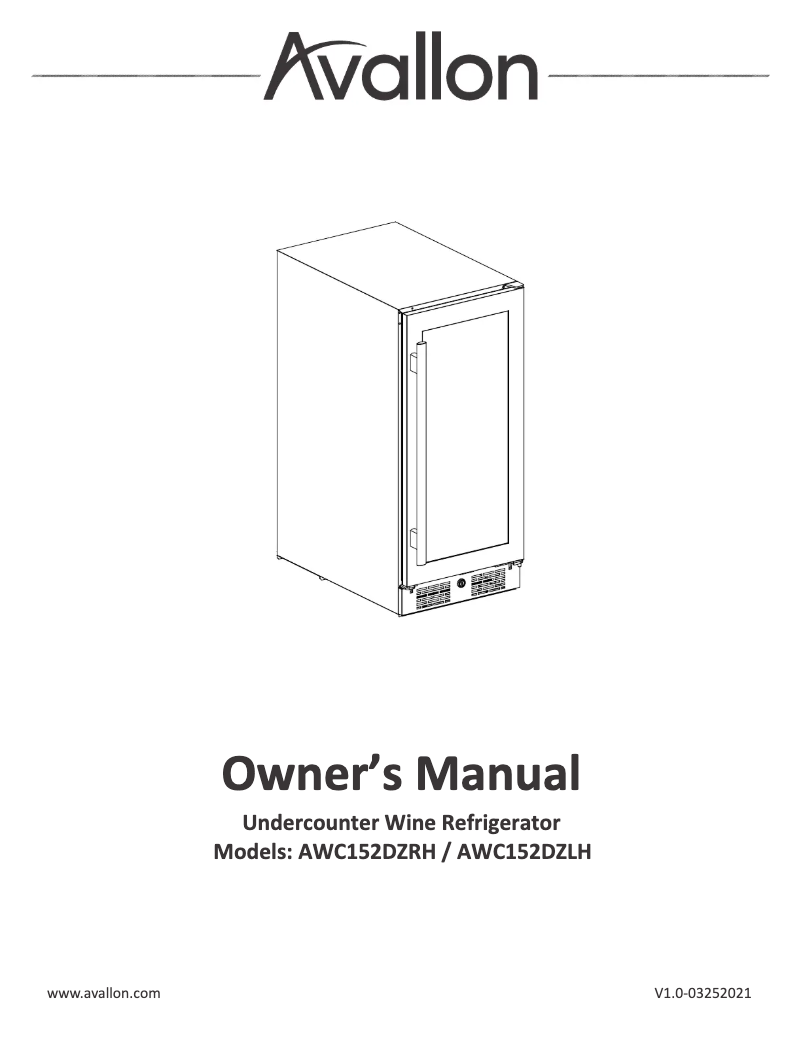Page n°1 - Manuel utilisateur Avallon AWC152DZ
