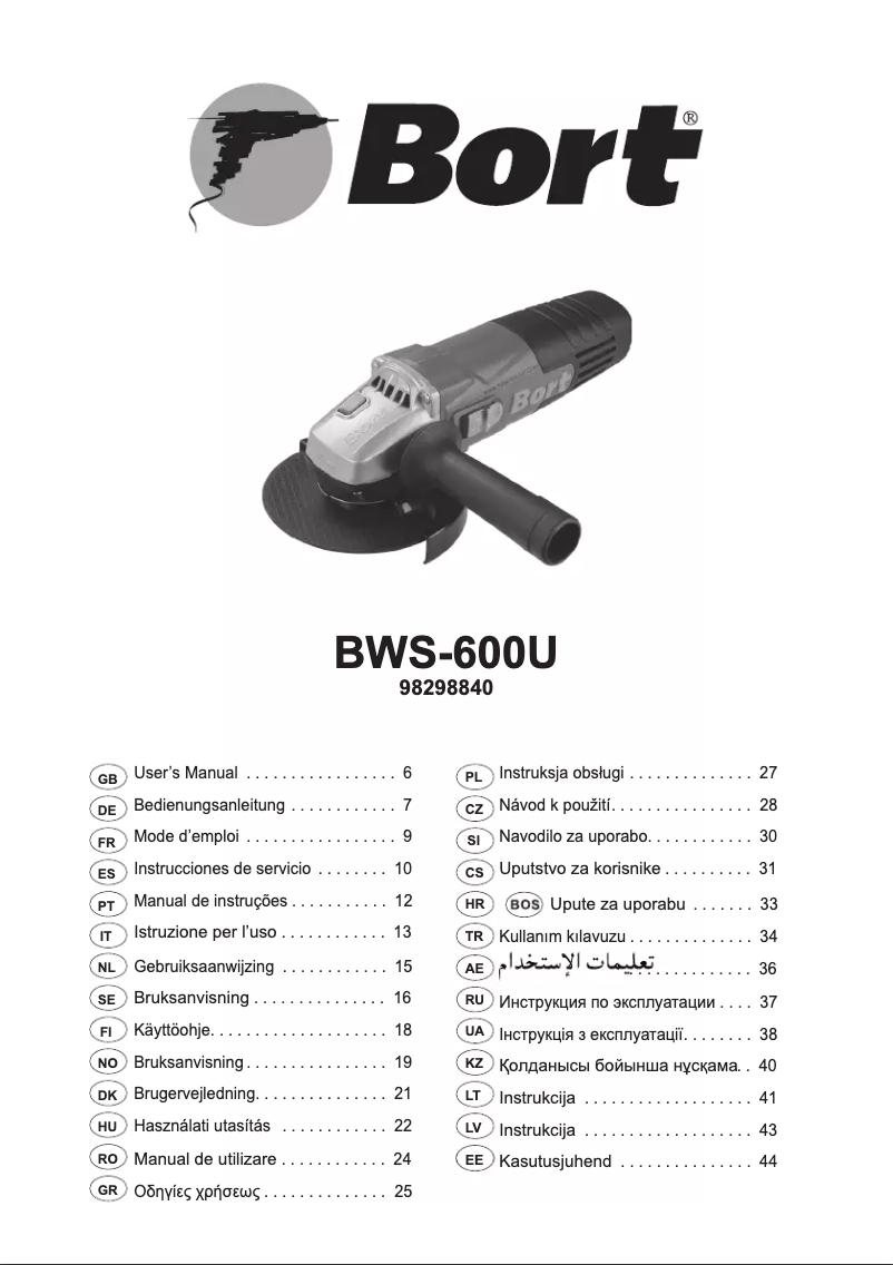 Page n°1 - Manuel utilisateur Bort BWS-600U