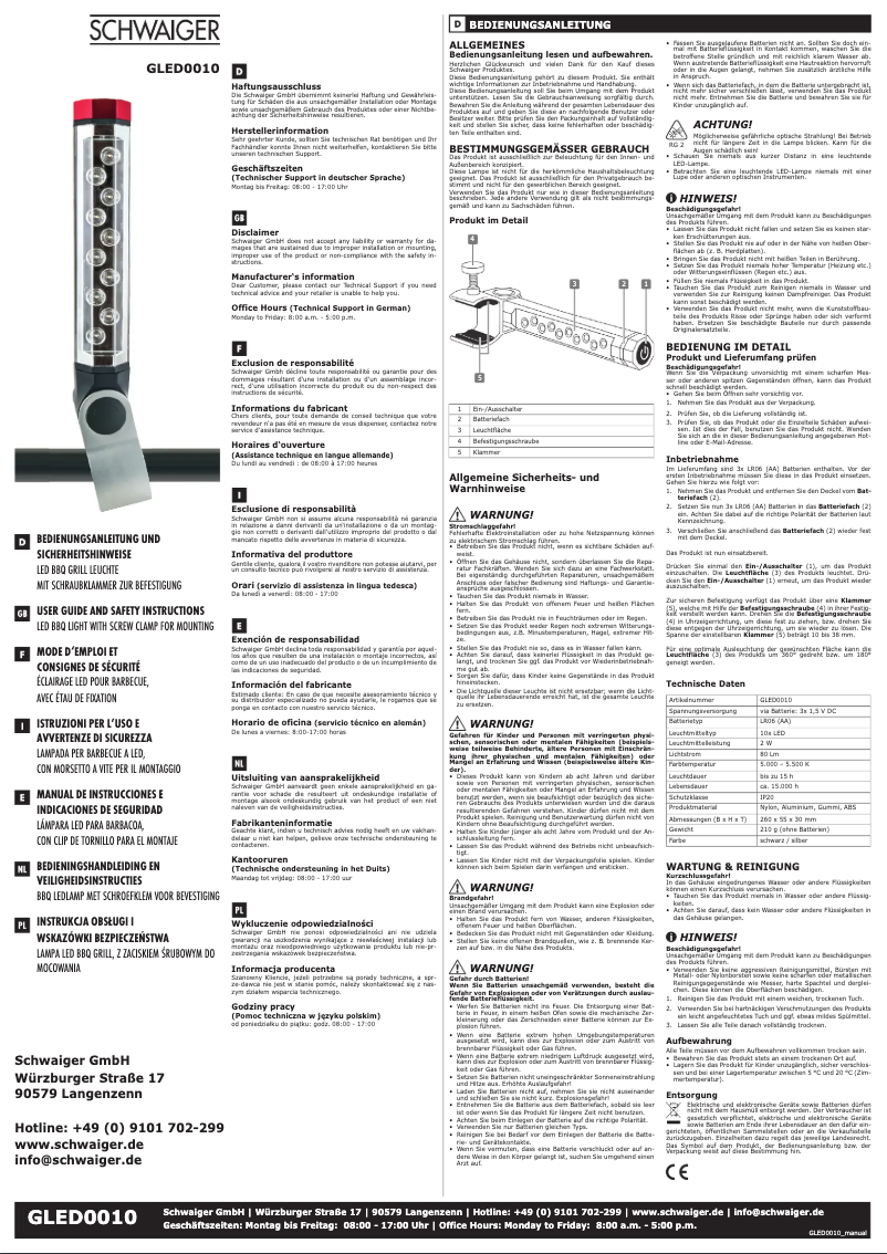 Image de la première page du manuel de l'appareil GLED0010
