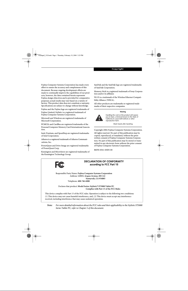 Page n°1 - Manuel utilisateur Fujitsu Stylistic ST5010