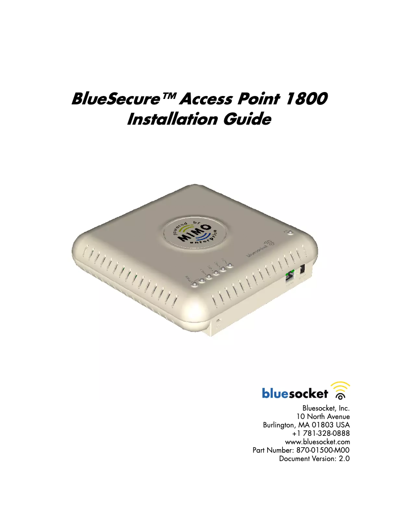 Page n°1 - Manuel utilisateur Adtran BlueSecure 1800
