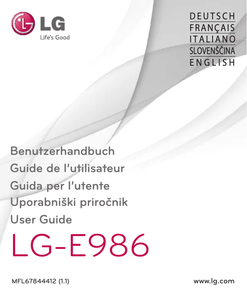 Image de la première page du manuel de l'appareil LG-E986