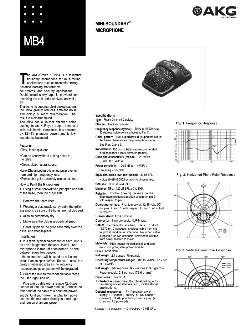 Page n°1 - Manuel utilisateur AKG MB-4