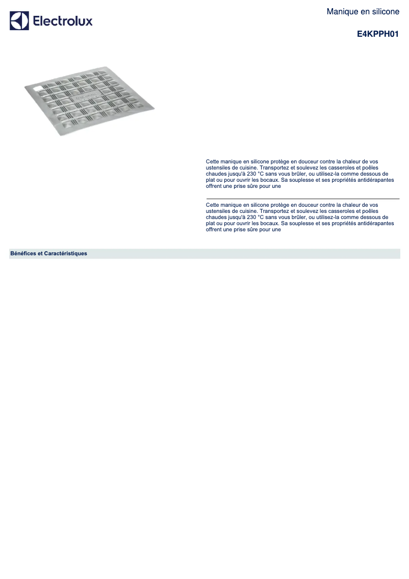 Image de la première page du manuel de l'appareil E4KPPH01