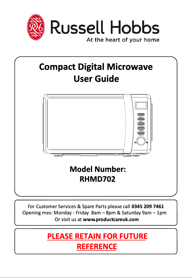 Page 1 de la notice Manuel utilisateur Russell Hobbs RHMD702