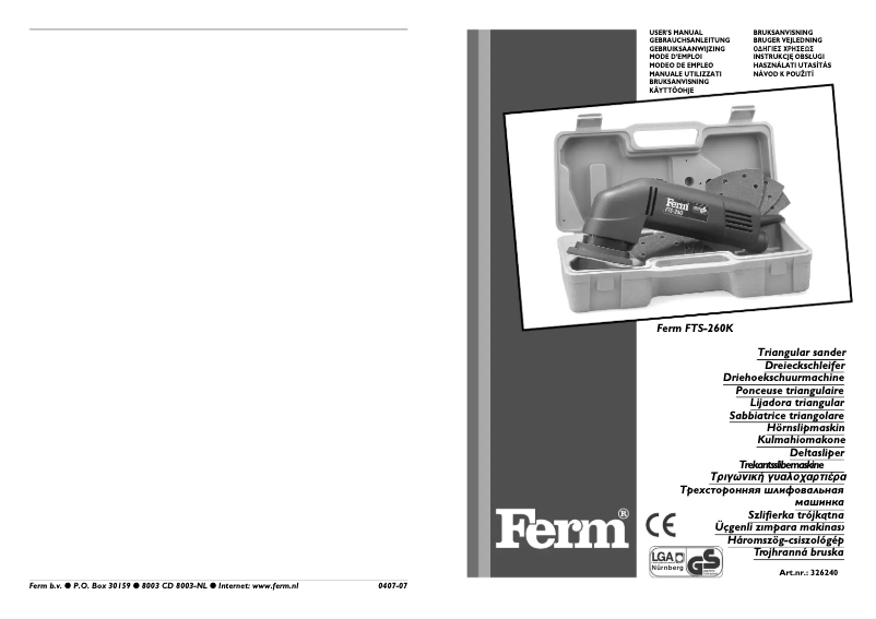 Page n°1 - Manuel utilisateur Ferm DSM1002