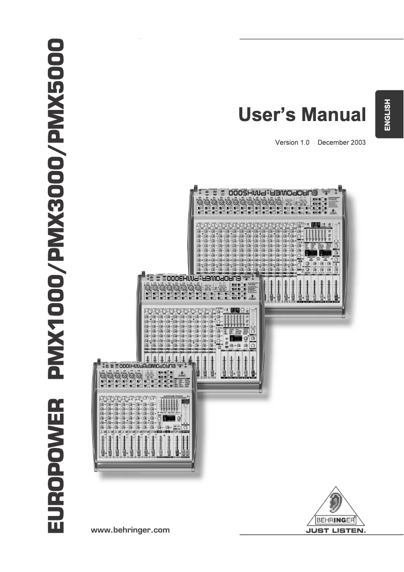 Page n°1 - Manuel utilisateur Behringer Europower PMX1000