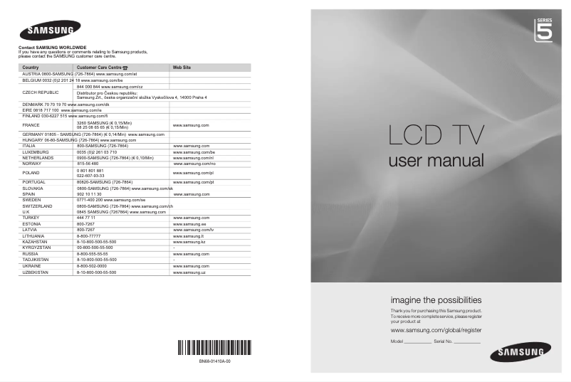 Page n°1 - Manuel utilisateur Samsung LE-46B554M2