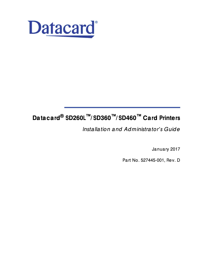 Page 1 de la notice Manuel utilisateur Datacard SD360