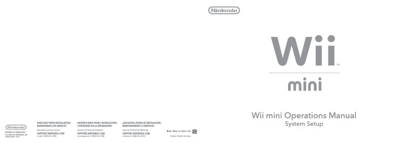 Page 1 de la notice Manuel utilisateur Nintendo Wii Mini