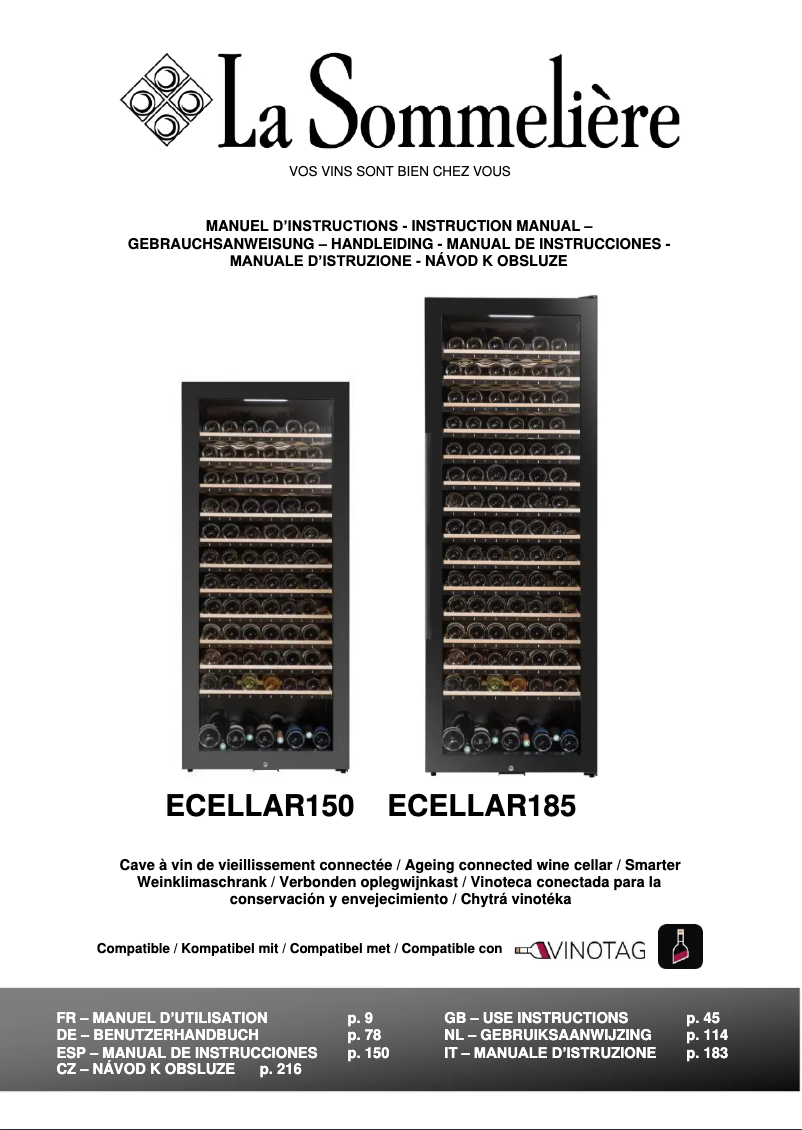 Page n°1 - Manuel utilisateur La Sommelière ECELLAR185