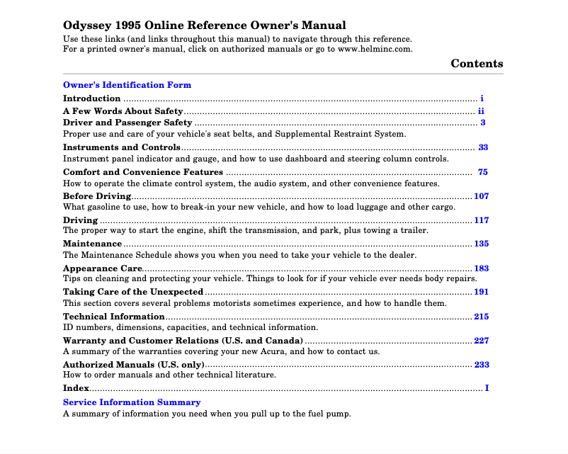 Image de la première page du manuel de l'appareil Odyssey (1995)