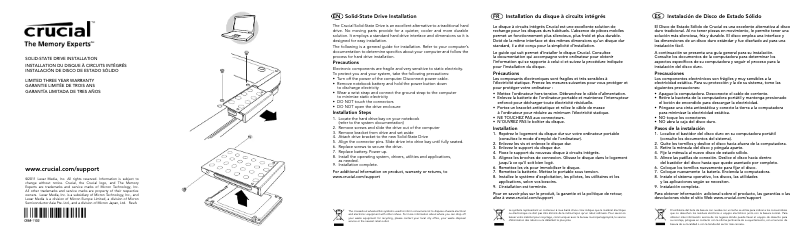 Page 1 de la notice Manuel utilisateur Crucial SATA III