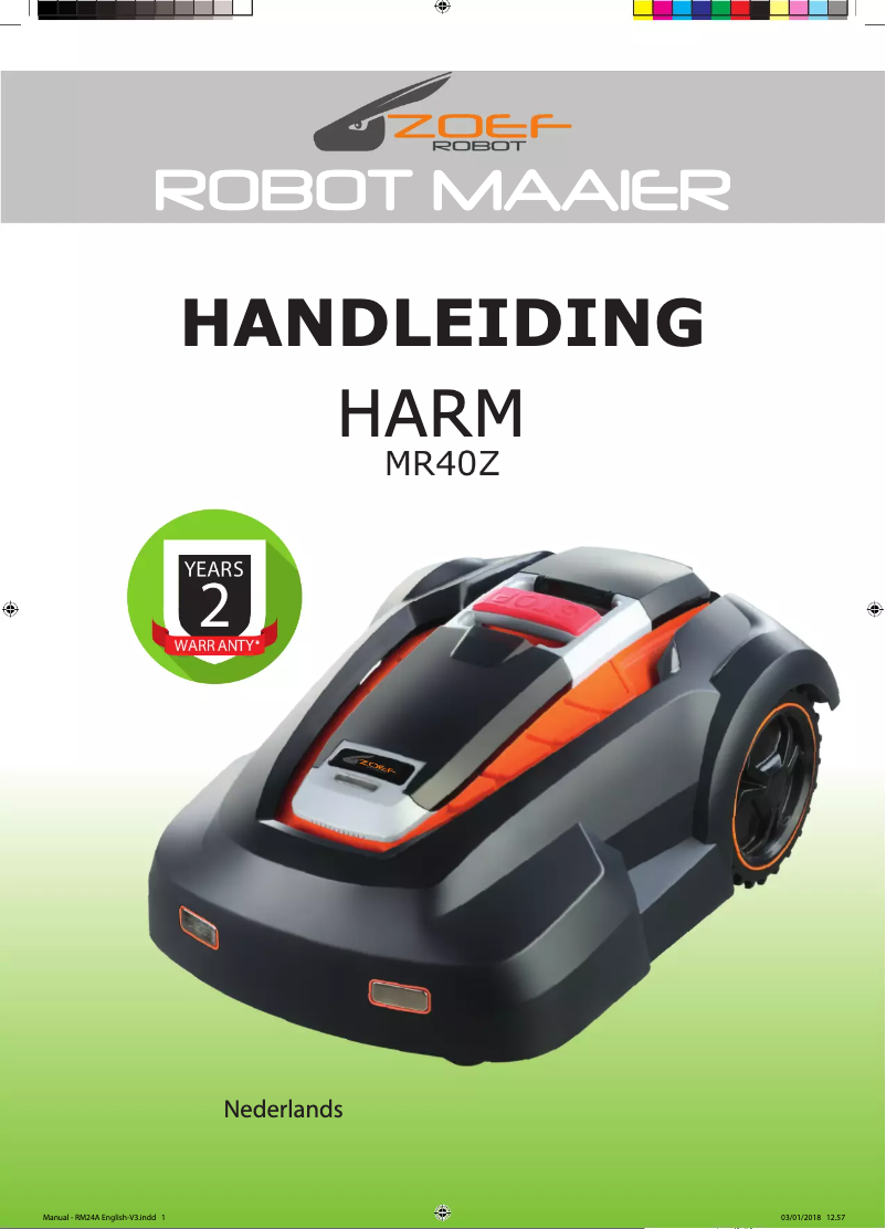 Page n°1 - Manuel utilisateur Zoef Robot Harm MR40Z