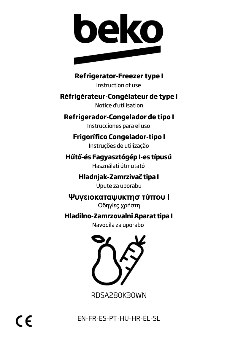 Page 1 de la notice Manuel utilisateur Beko RDSA280K30WN