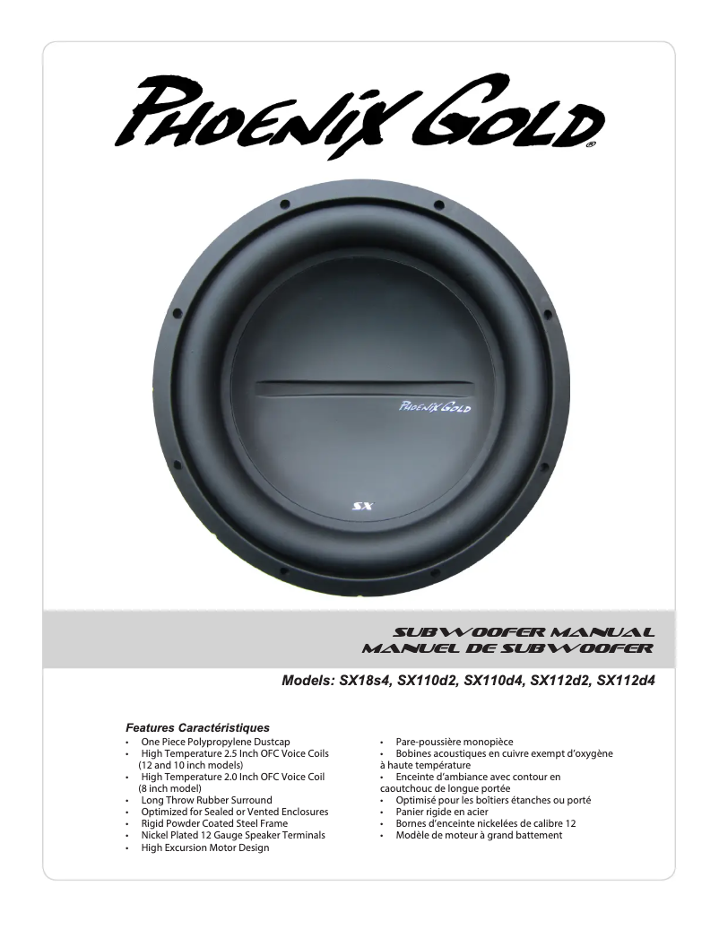 Page n°1 - Manuel utilisateur Phoenix Gold SX110D4