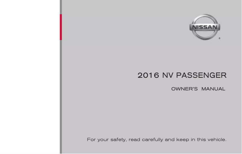 Page 1 de la notice Manuel utilisateur Nissan NV Passenger (2016)