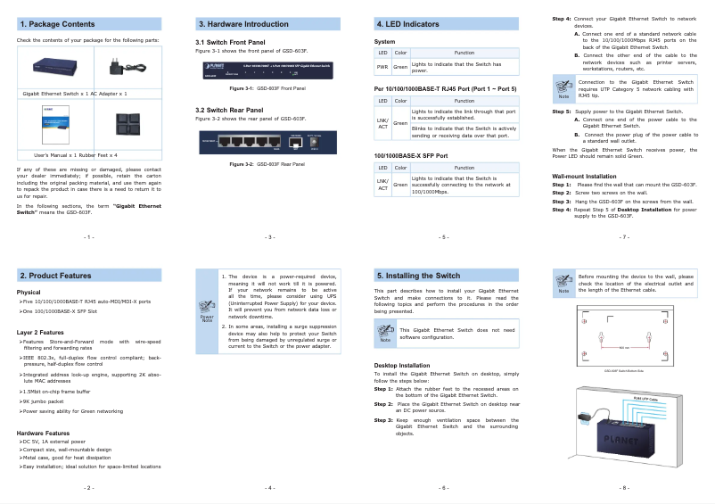 Image de la première page du manuel de l'appareil GSD-603F