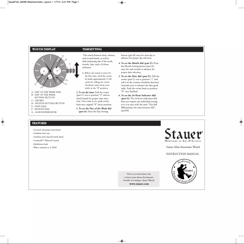 Page 1 de la notice Manuel utilisateur Stauer 25596