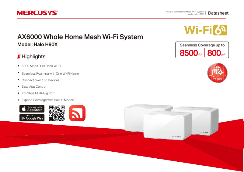 Page 1 de la notice Fiche technique Mercusys Halo H90X