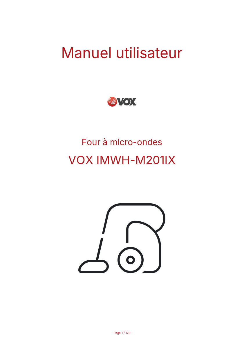 Page n°1 - Manuel utilisateur VOX IMWH-M201IX