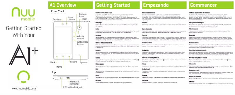 Page 1 de la notice Manuel utilisateur NUU Mobile A1 plus