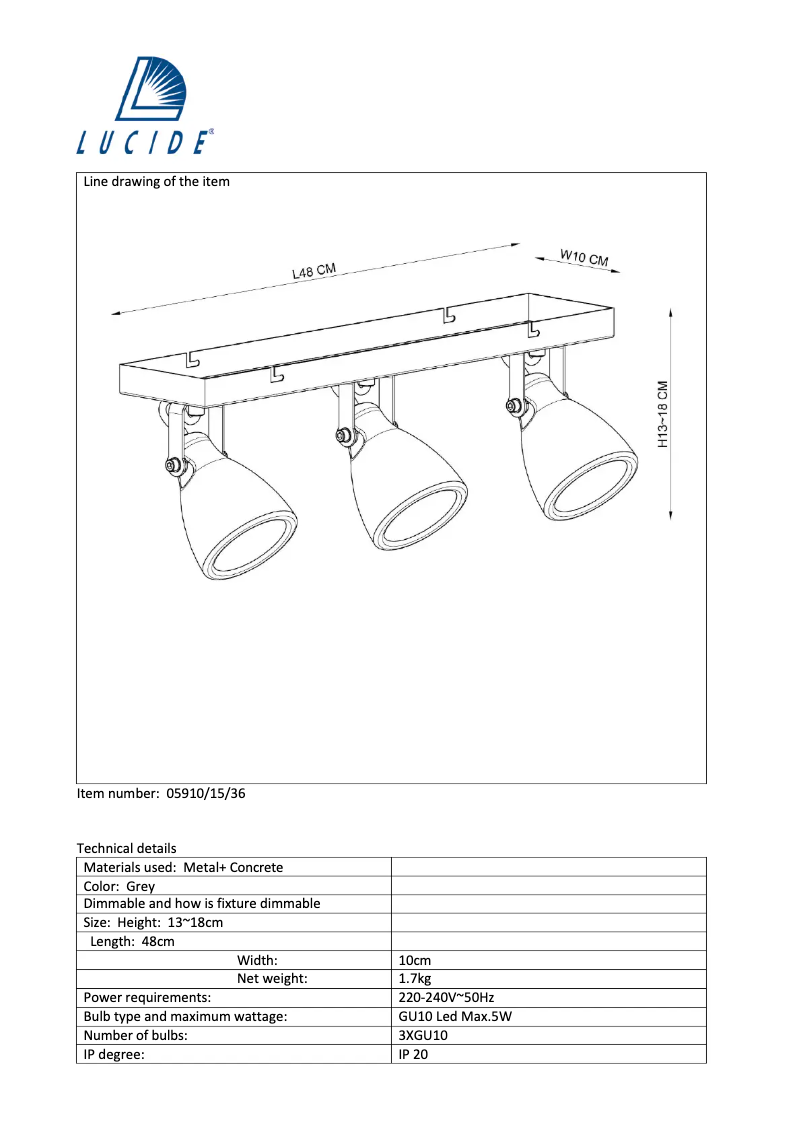 Imagen de la primera página del manual del dispositivo Concri 05910/15/36