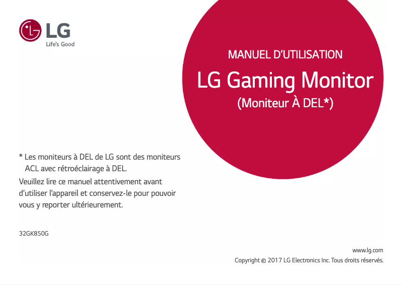 Page n°1 - Manuel utilisateur LG 32GK850G-B