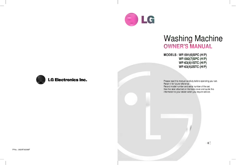 Page 1 de la notice Manuel utilisateur LG WF-591SPH