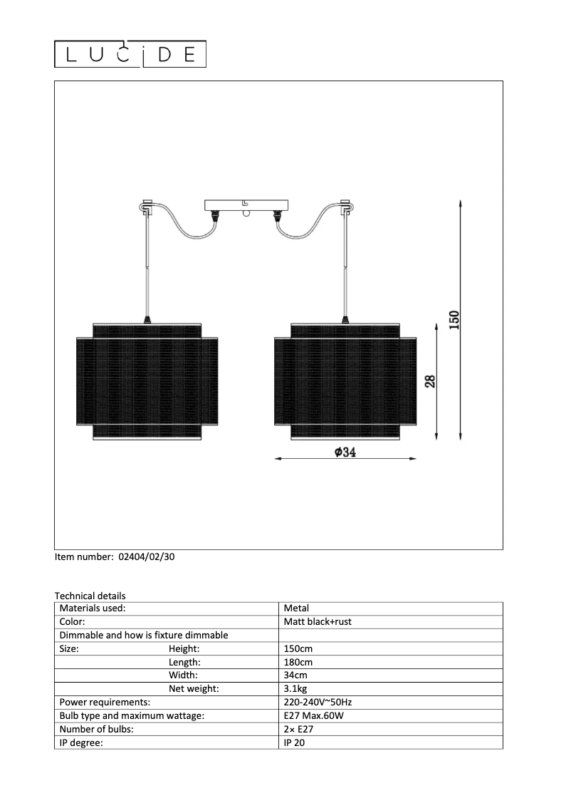 Page n°1 - Manuel utilisateur Lucide Orrin 02404/02/30