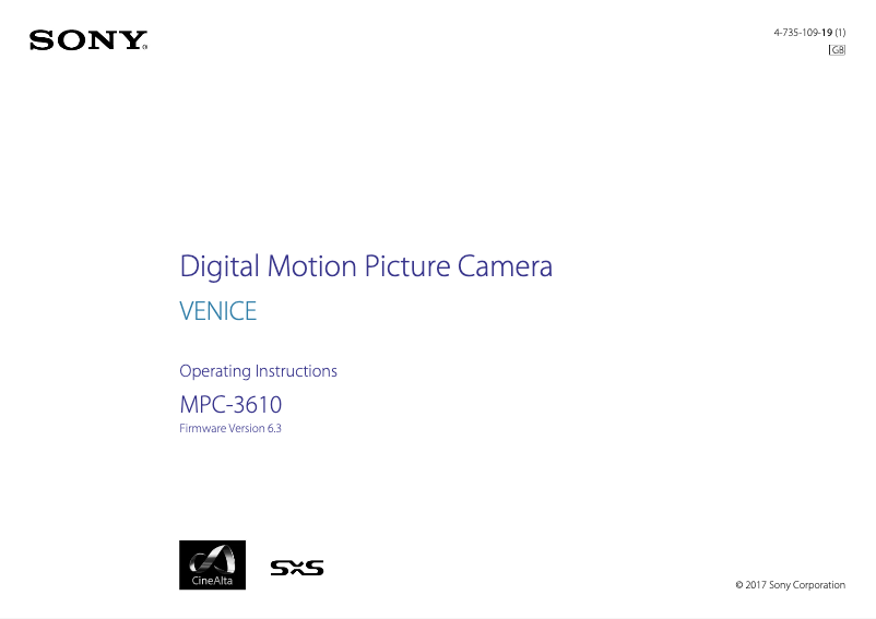 Página 1 del manual Manual de usuario Sony Venice