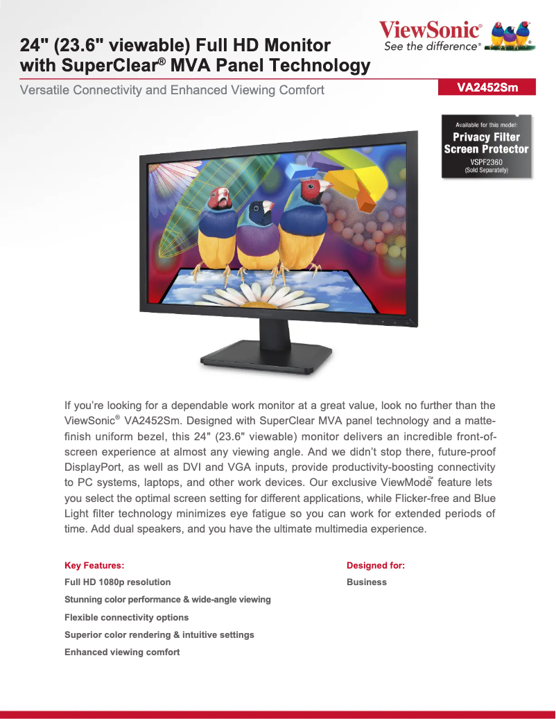 Image de la première page du manuel de l'appareil VA2452SM