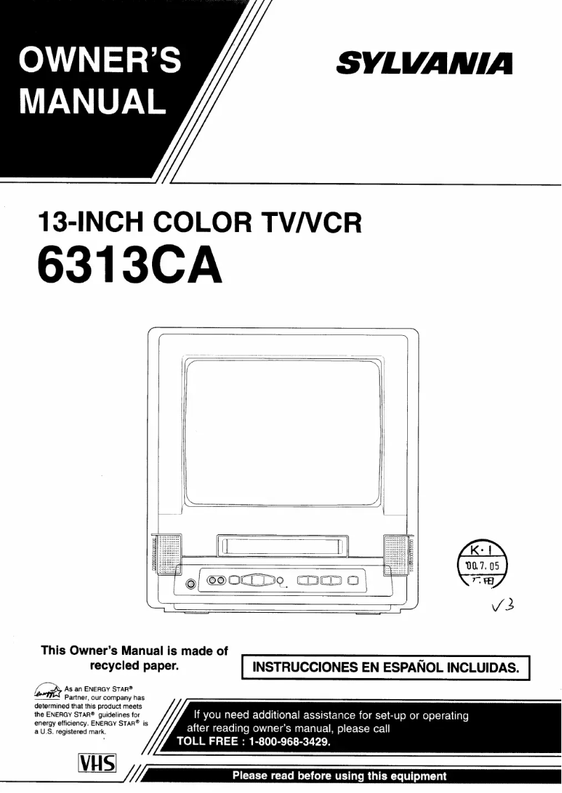 Page n°1 - Manuel utilisateur Sylvania 6313CA