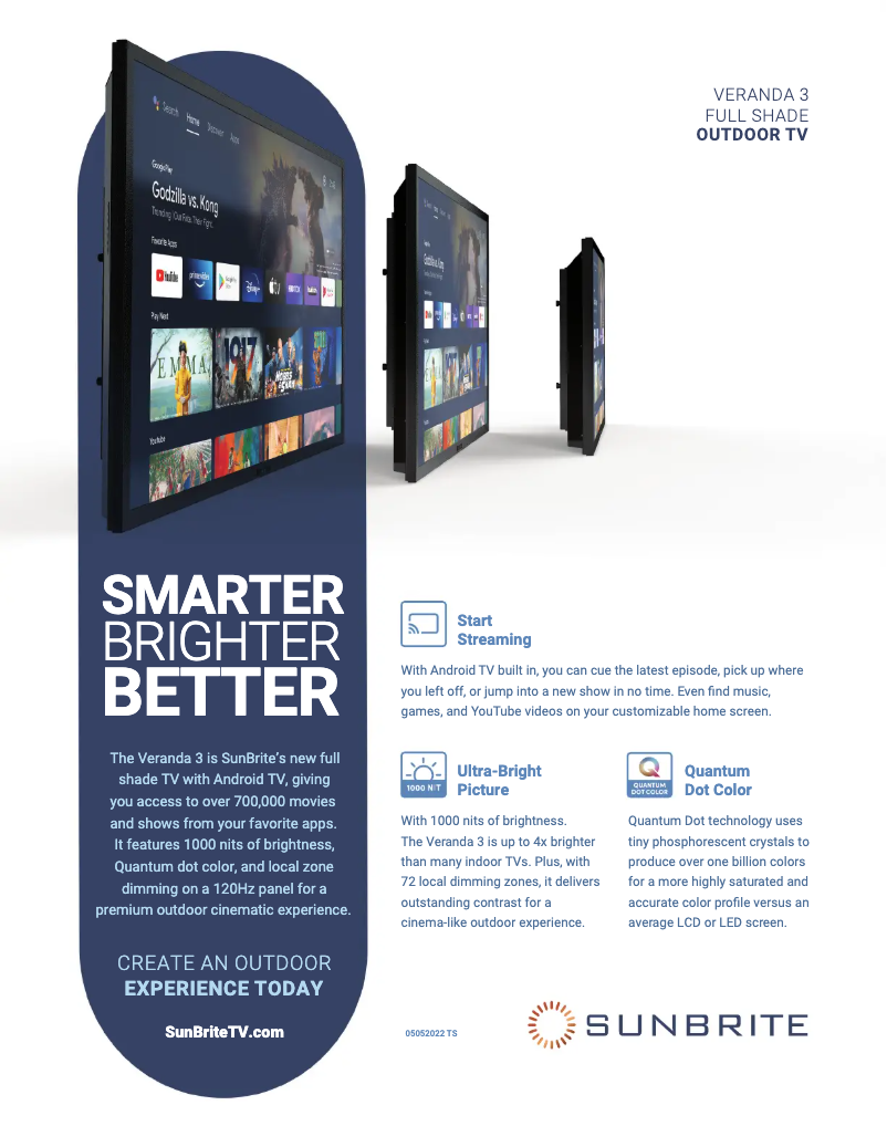 Page 1 de la notice Fiche technique SunBriteTV SB-V3-55-4KHDR-BL